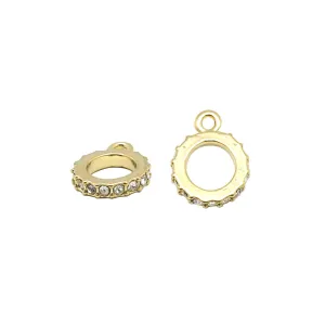 12mm Gold Plated Rhinestone Ring with Loop