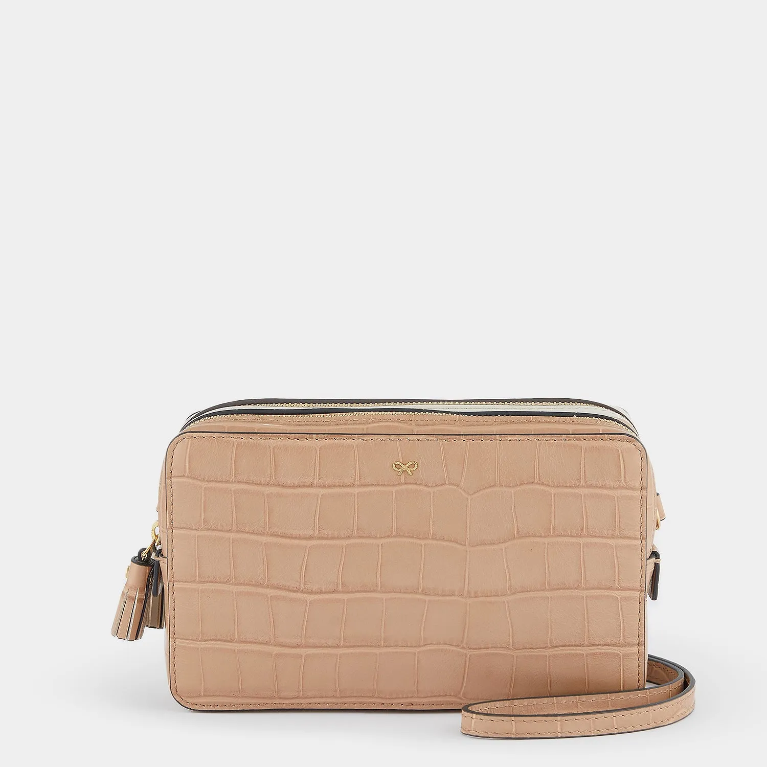 AH Quilted Double Zip Crossbody in Chalk, Sable