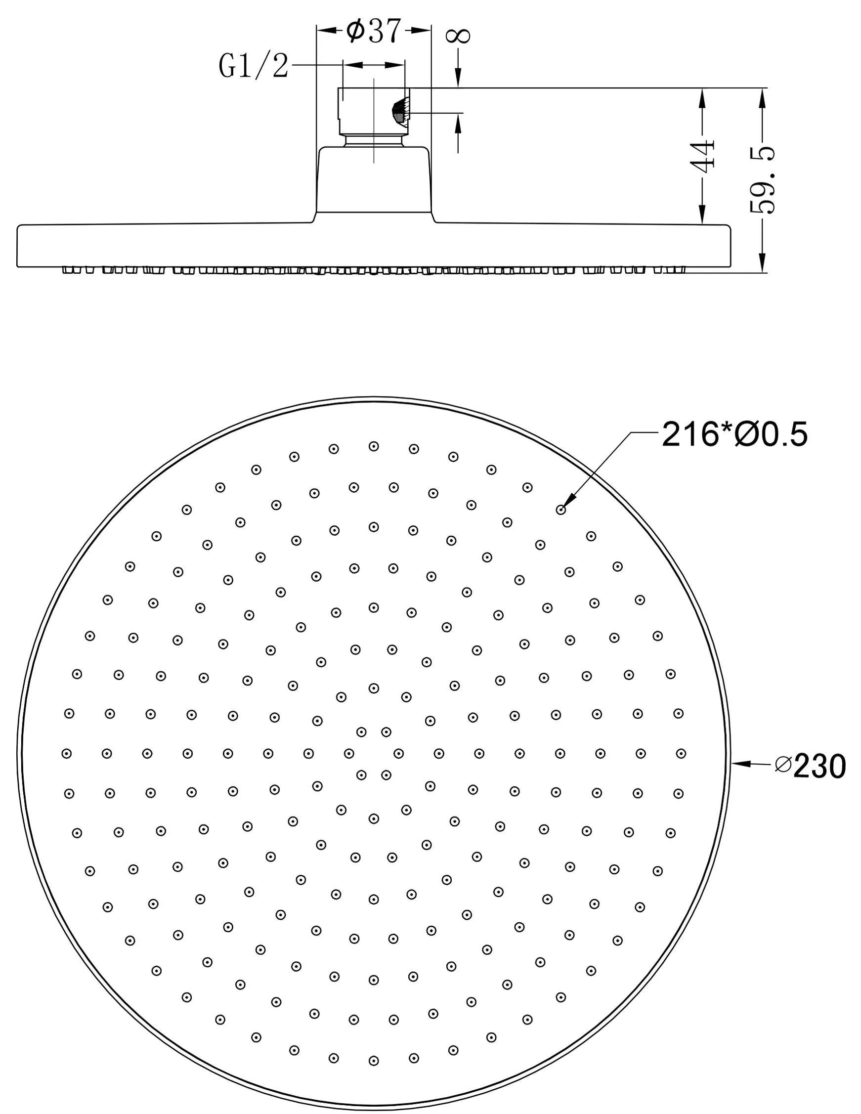 Air Shower Head Matte Black 508076-MB