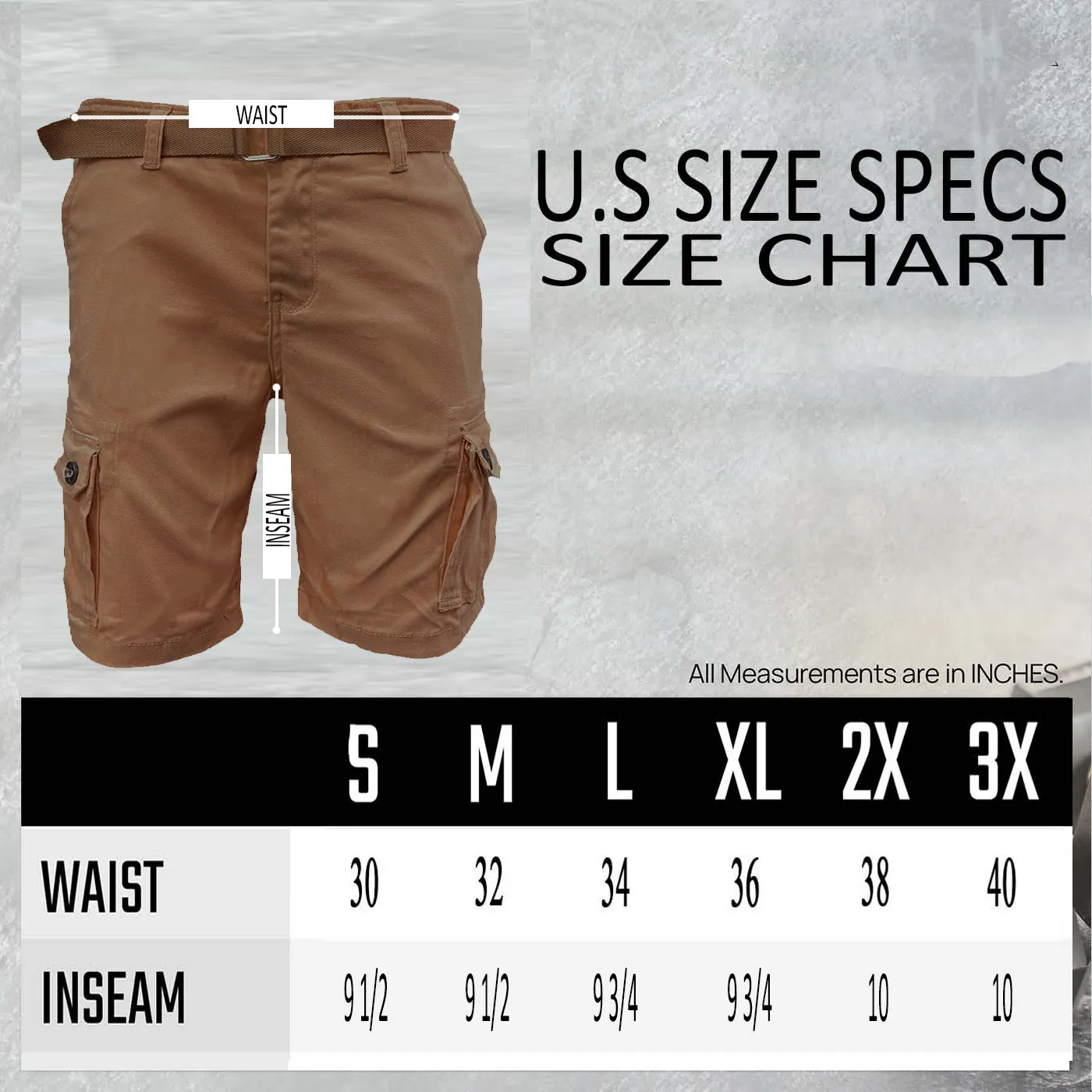 Beige Belted Cargo Shorts