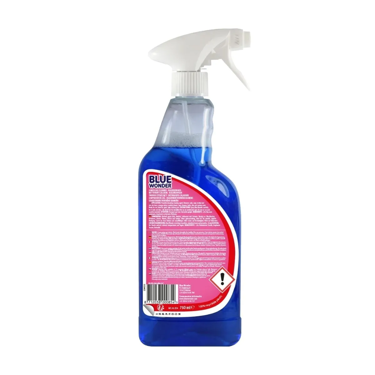 Blue Wonder Limescale Cleaner Spray For Bathroom Basin Shower And Tiles 750ML