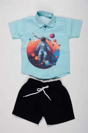 Boys Space Odyssey Shirt and Shorts Set | Cosmic Exploration Outfit