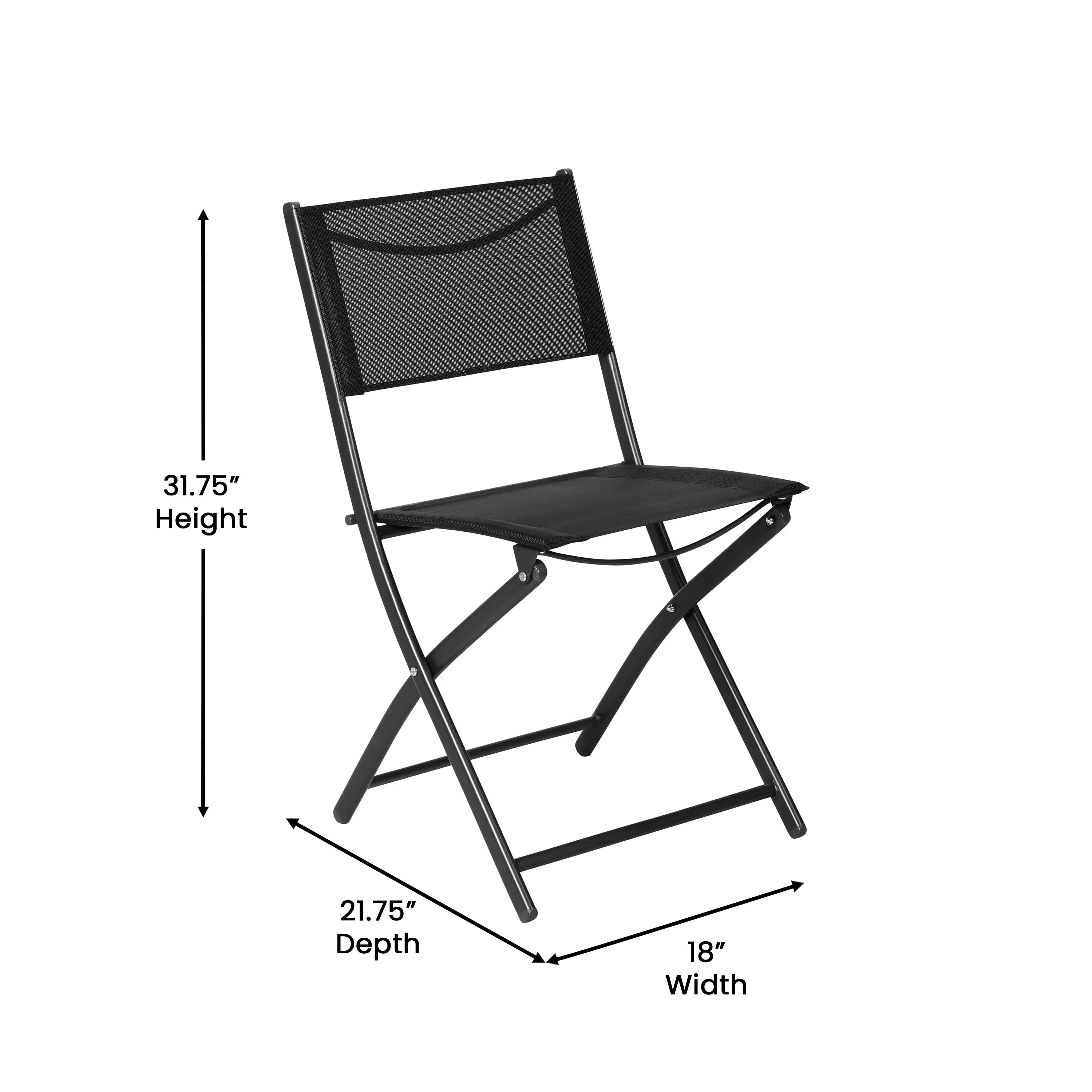 Brazos Set of 2 Commercial Grade Indoor/Outdoor Folding Chairs with Flex Comfort Material Backs and Seats and Metal Frames