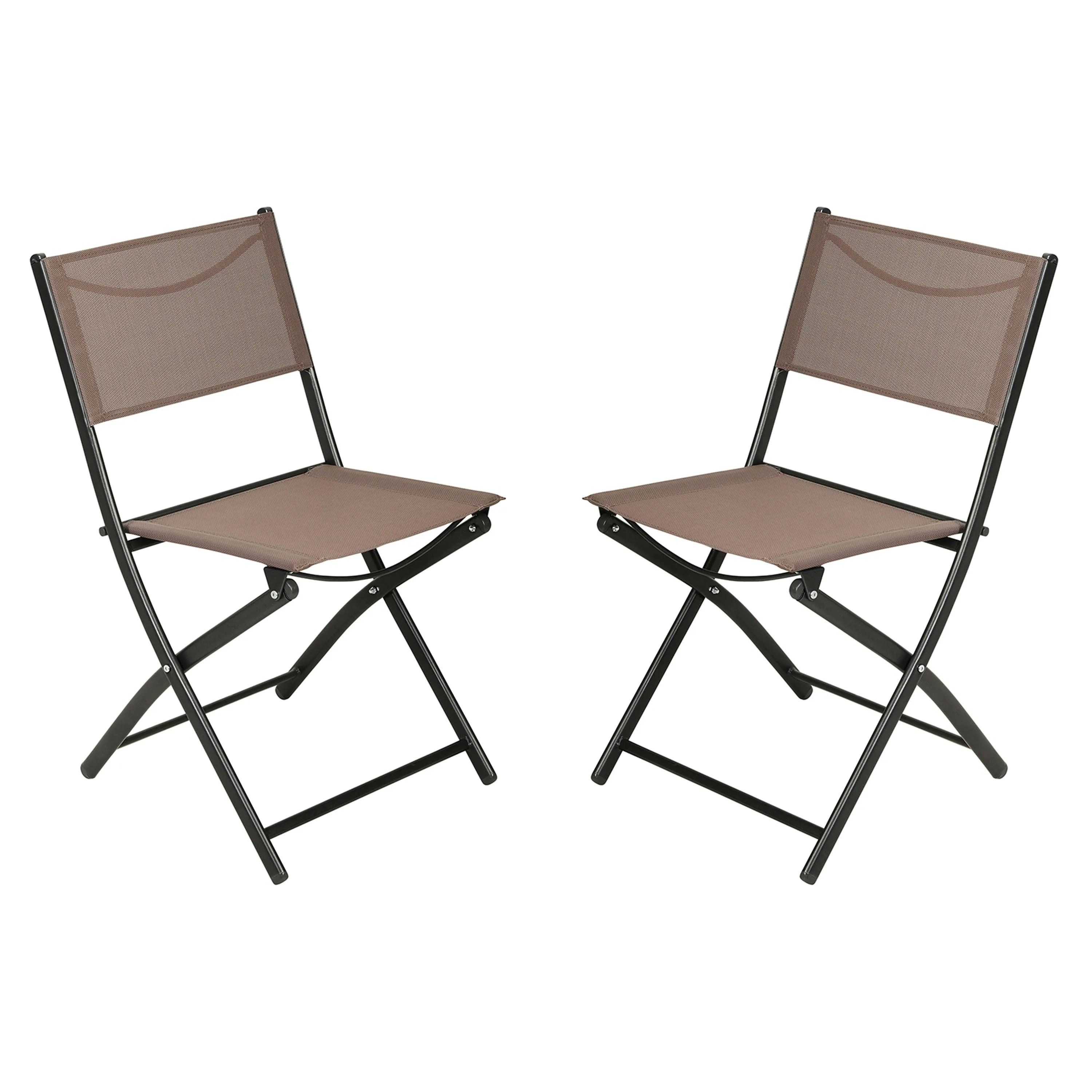 Brazos Set of 2 Commercial Grade Indoor/Outdoor Folding Chairs with Flex Comfort Material Backs and Seats and Metal Frames