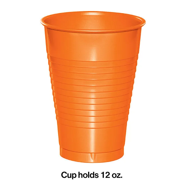 Bulk Sunkissed Orange 12 oz Plastic Cups (240 per Case)