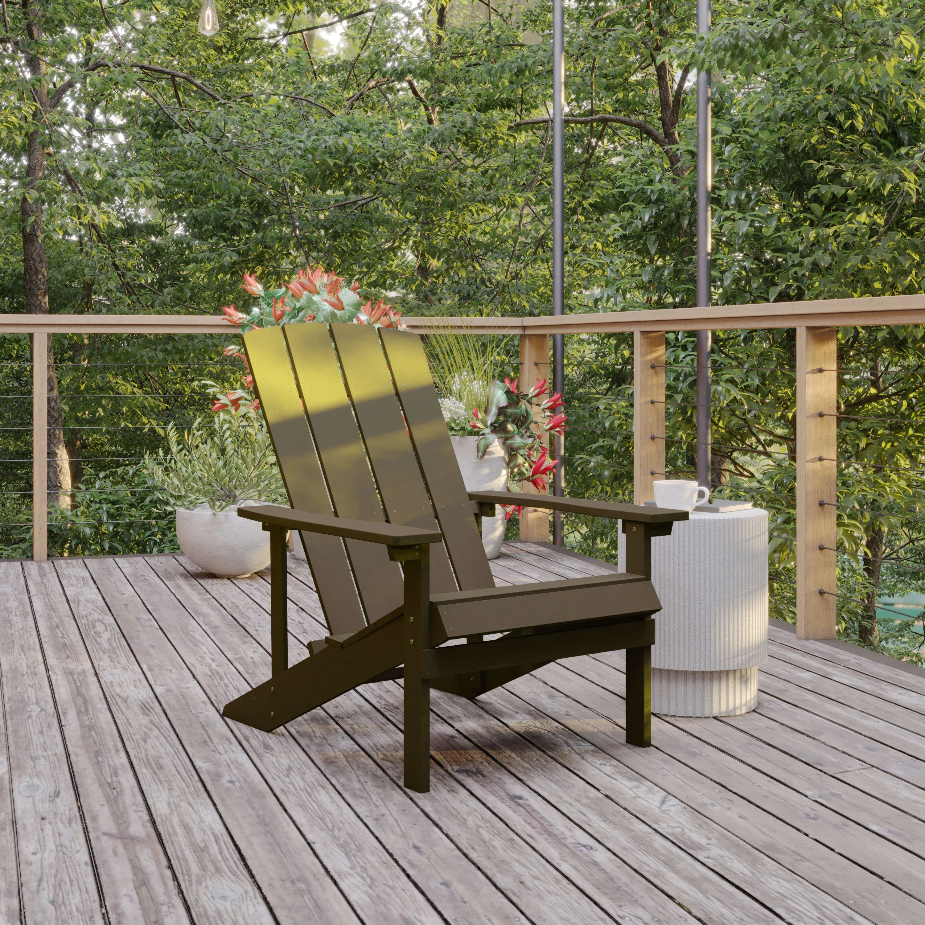 Charlestown Commercial All-Weather Poly Resin Wood Adirondack Chair