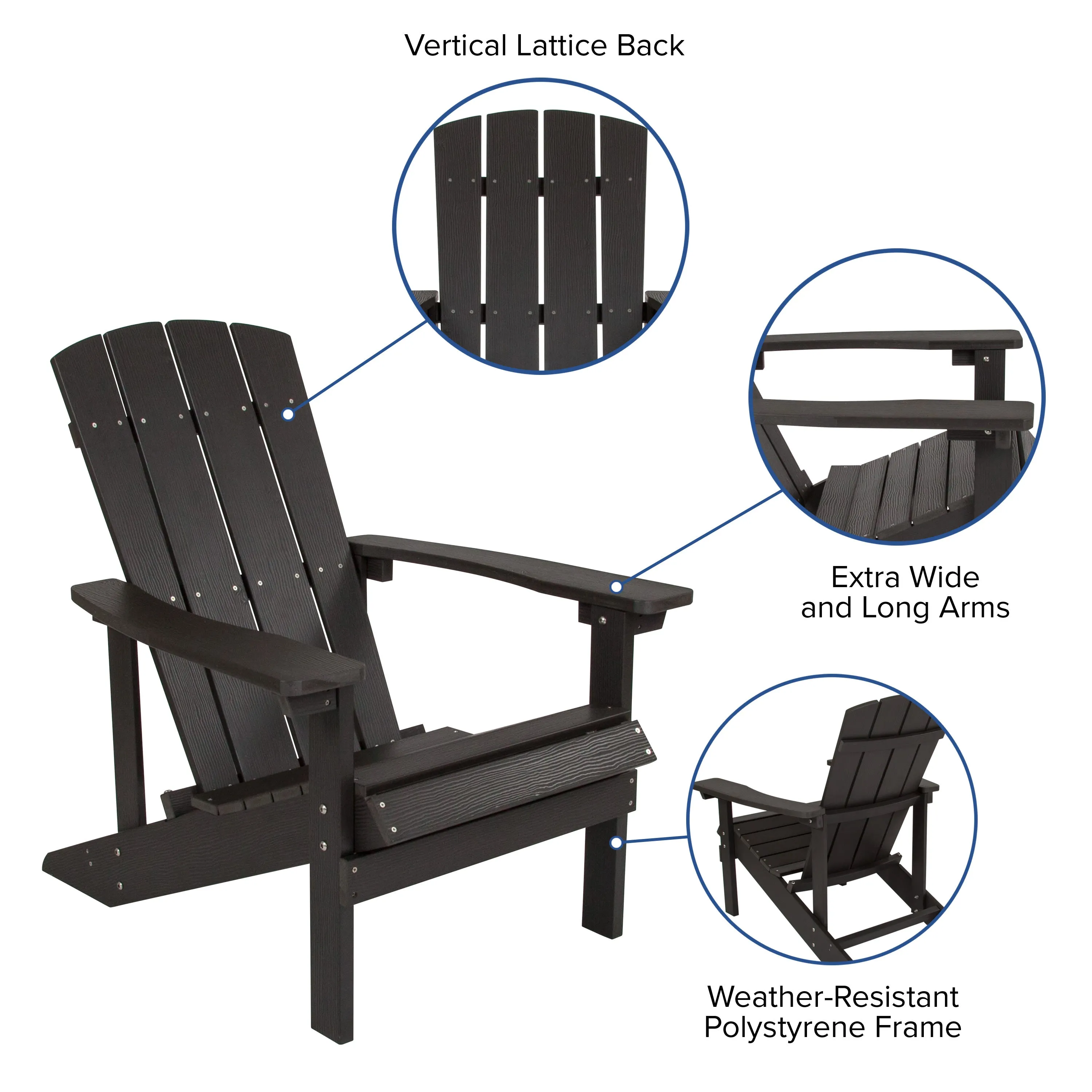 Charlestown Commercial All-Weather Poly Resin Wood Adirondack Chair