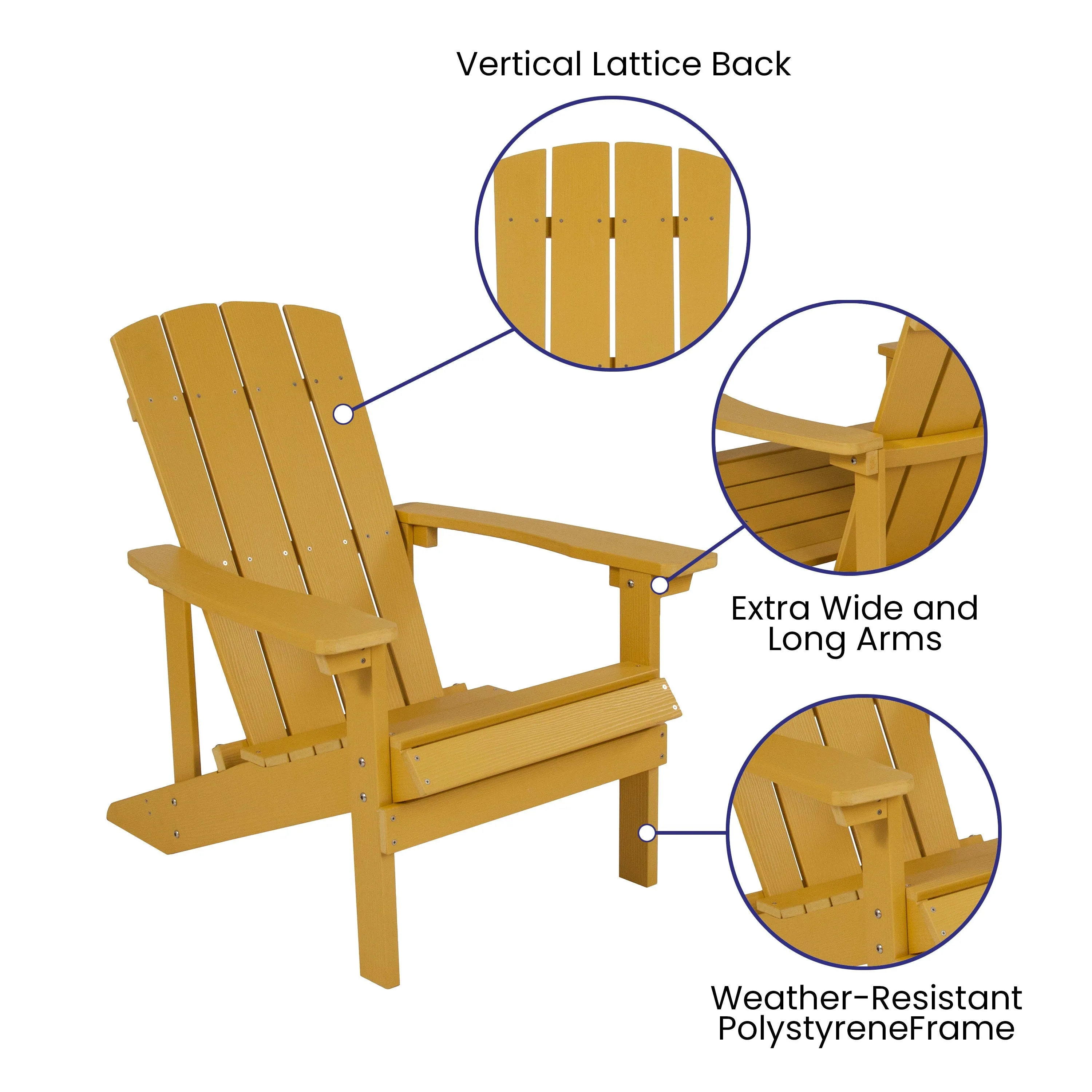 Charlestown Commercial All-Weather Poly Resin Wood Adirondack Chair