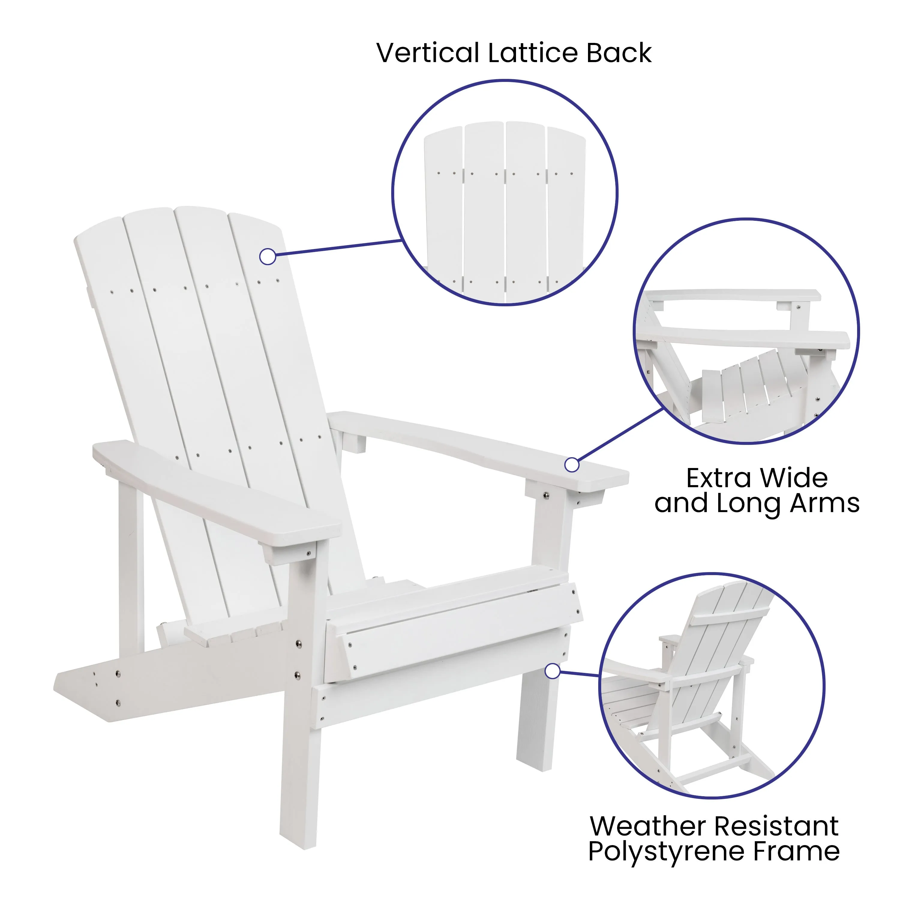 Charlestown Commercial All-Weather Poly Resin Wood Adirondack Chair