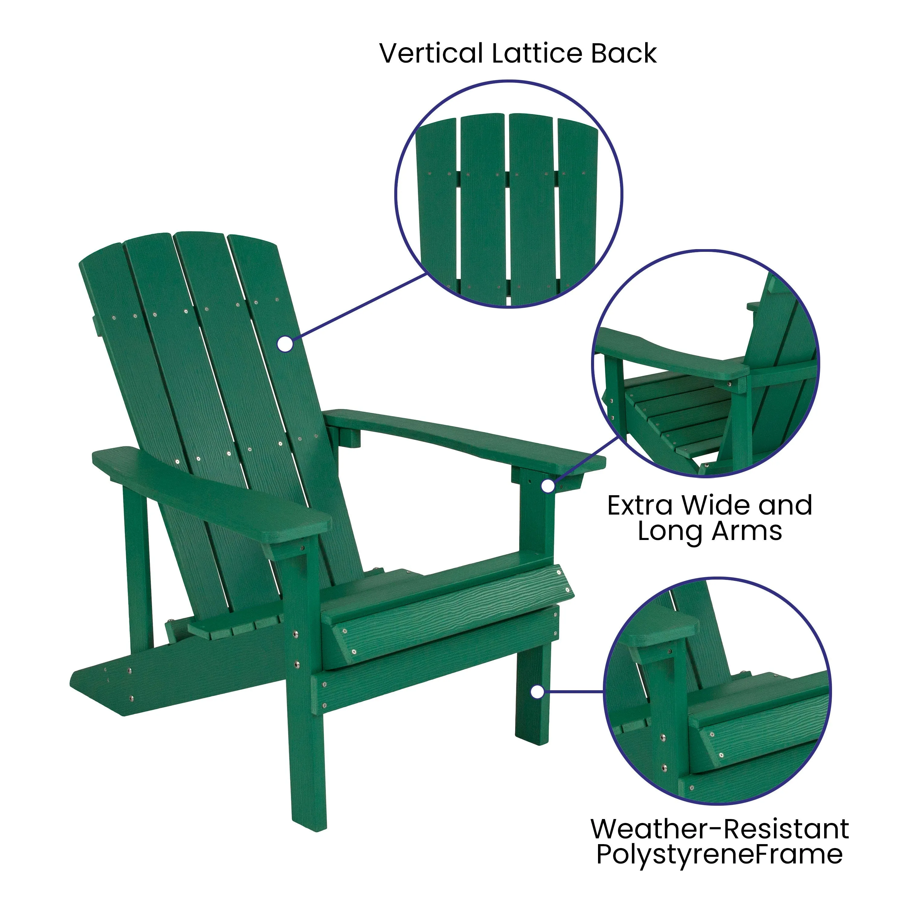 Charlestown Commercial All-Weather Poly Resin Wood Adirondack Chair