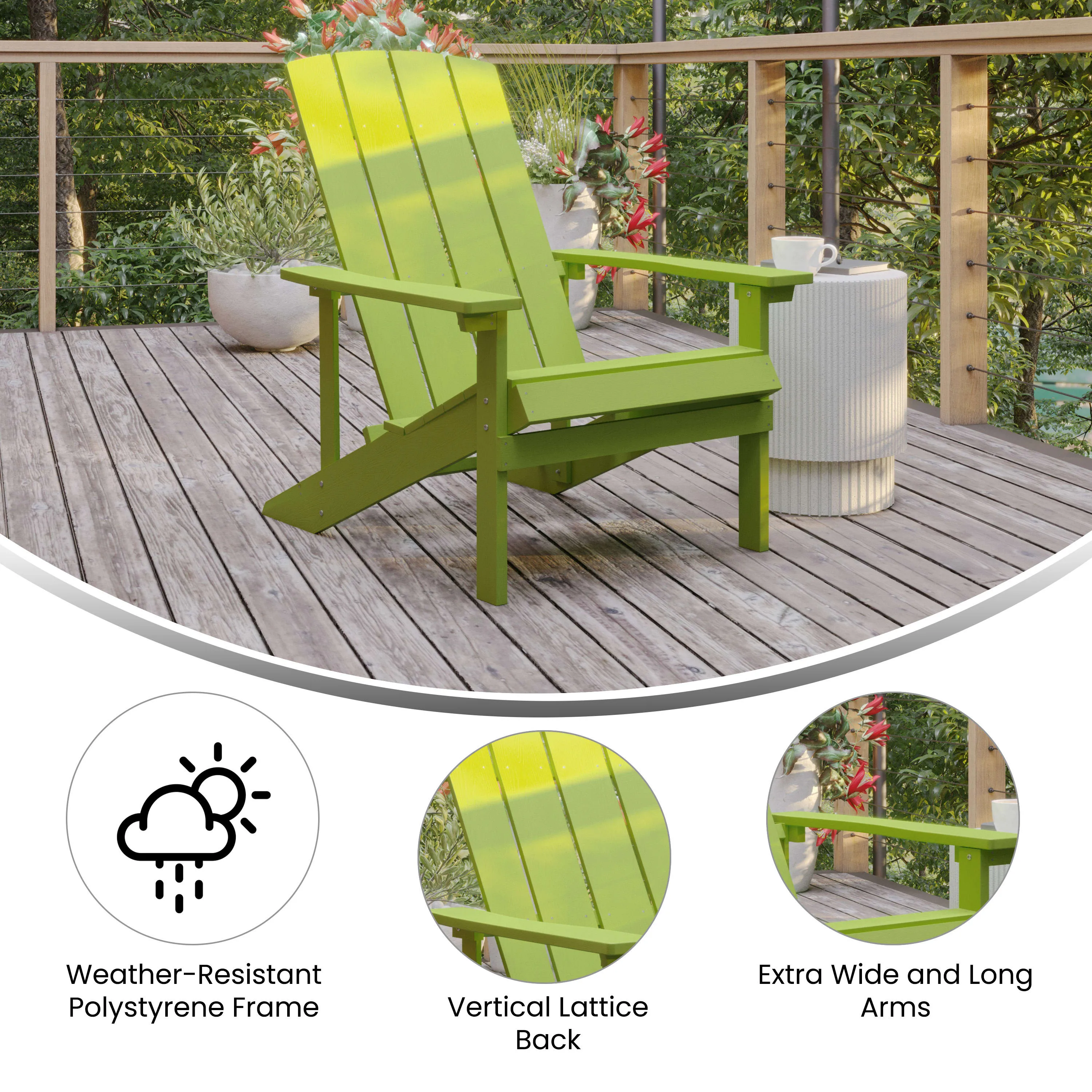 Charlestown Commercial All-Weather Poly Resin Wood Adirondack Chair