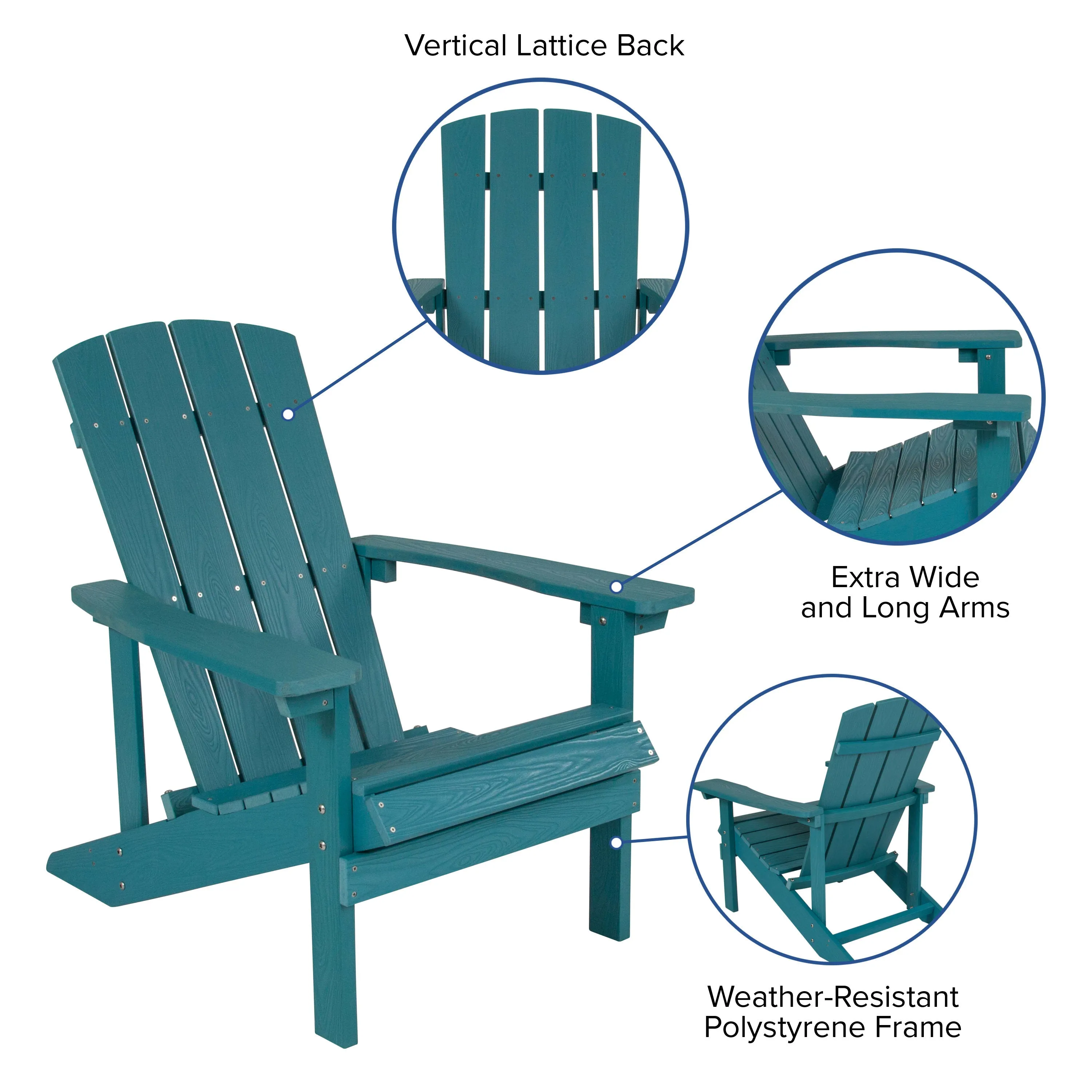 Charlestown Commercial All-Weather Poly Resin Wood Adirondack Chair