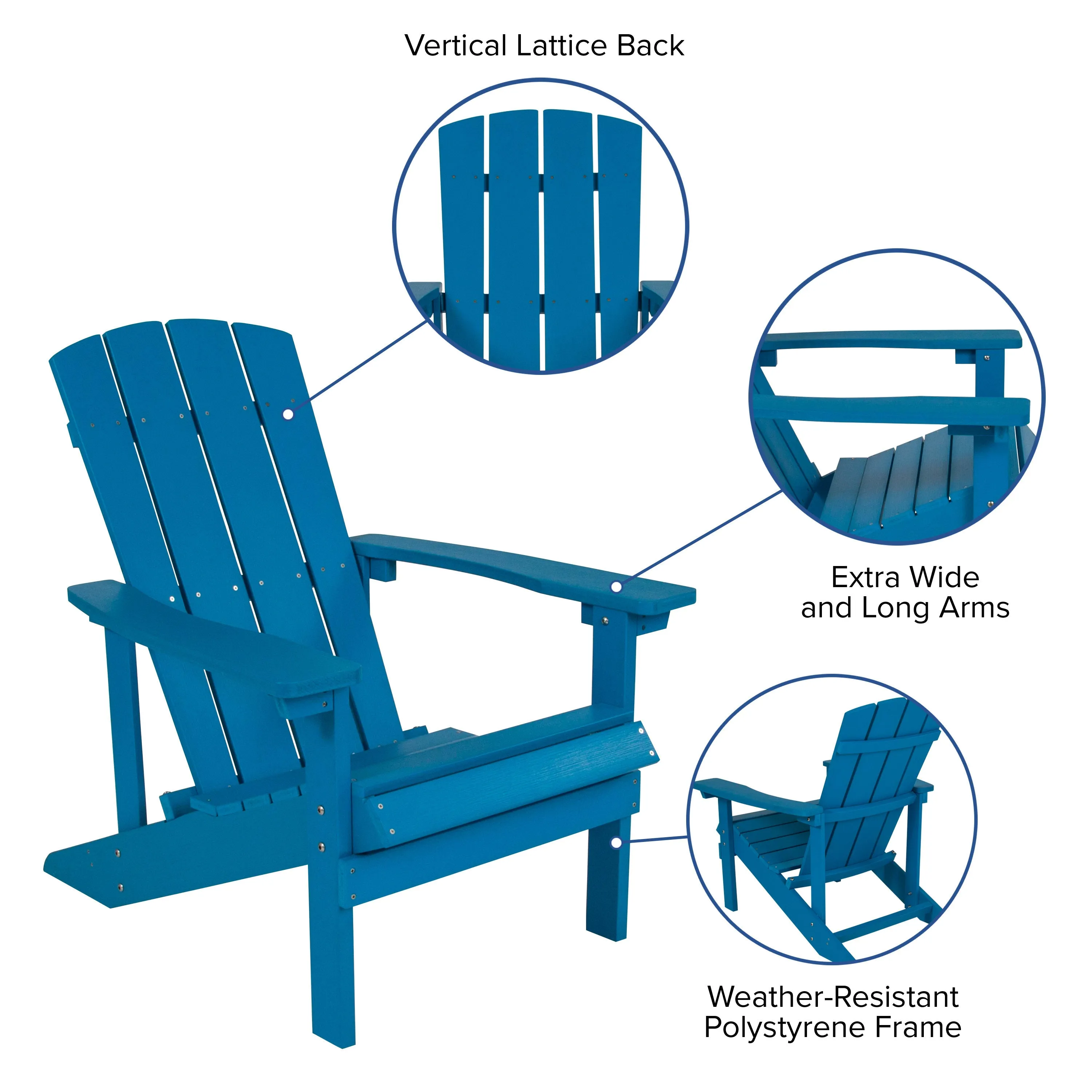 Charlestown Commercial All-Weather Poly Resin Wood Adirondack Chair