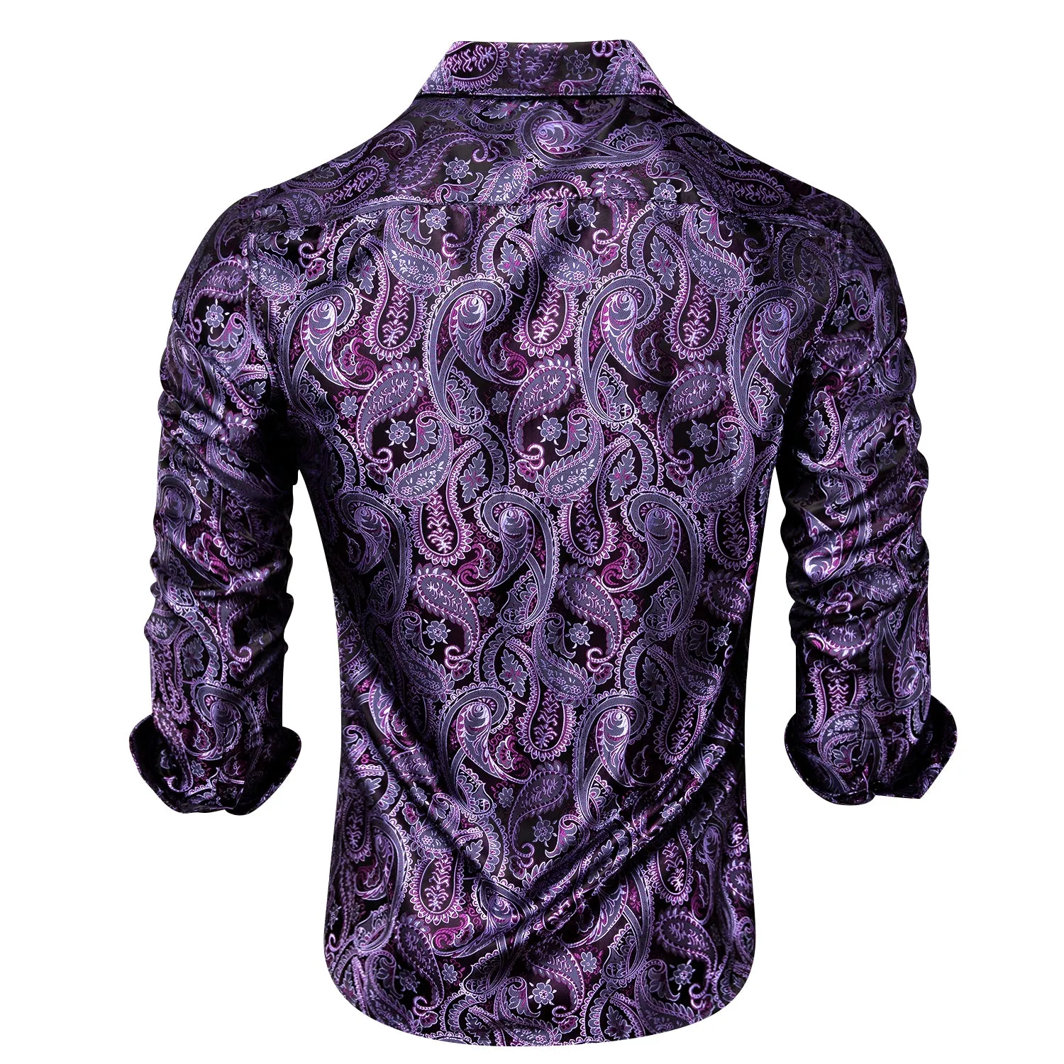 Classic Purple Black Paisley Silk Men's Shirt