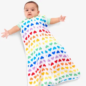 Clearance muslin sleep sack in rainbow heart