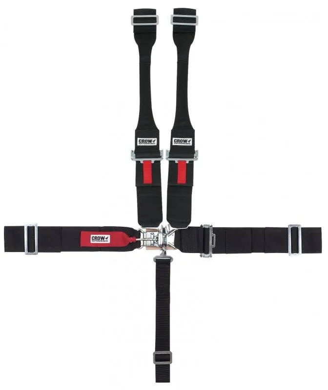 Crow 5-Way Duck Bill Latch & Link w/ Dog Bone Harness - 55" Lap Belt w/ Left Side Pull-Down Adjust - Blue