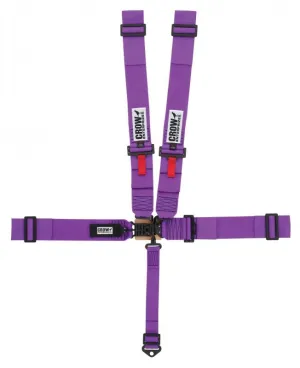 Crow 5-Way PRO Series Latch & Link Harness - Black Hardware - 55" Lap Belt w/ Left Side Pull-Up Adjust - Red