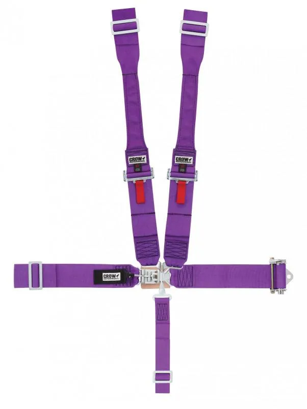 Crow 5-Way Standard 3" Latch & Link - Dog Bone Harness - Ratchet on Right Side - SFI-16-1 - Purple