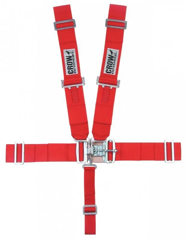 Crow QA 5-Way Duck Bill 3" Latch & Link Harness - 55'' Lap Belt - Red