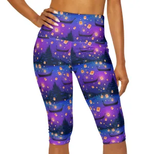 Disney Tangled Rapunzel Floating Lanterns Athletic Capri Leggings