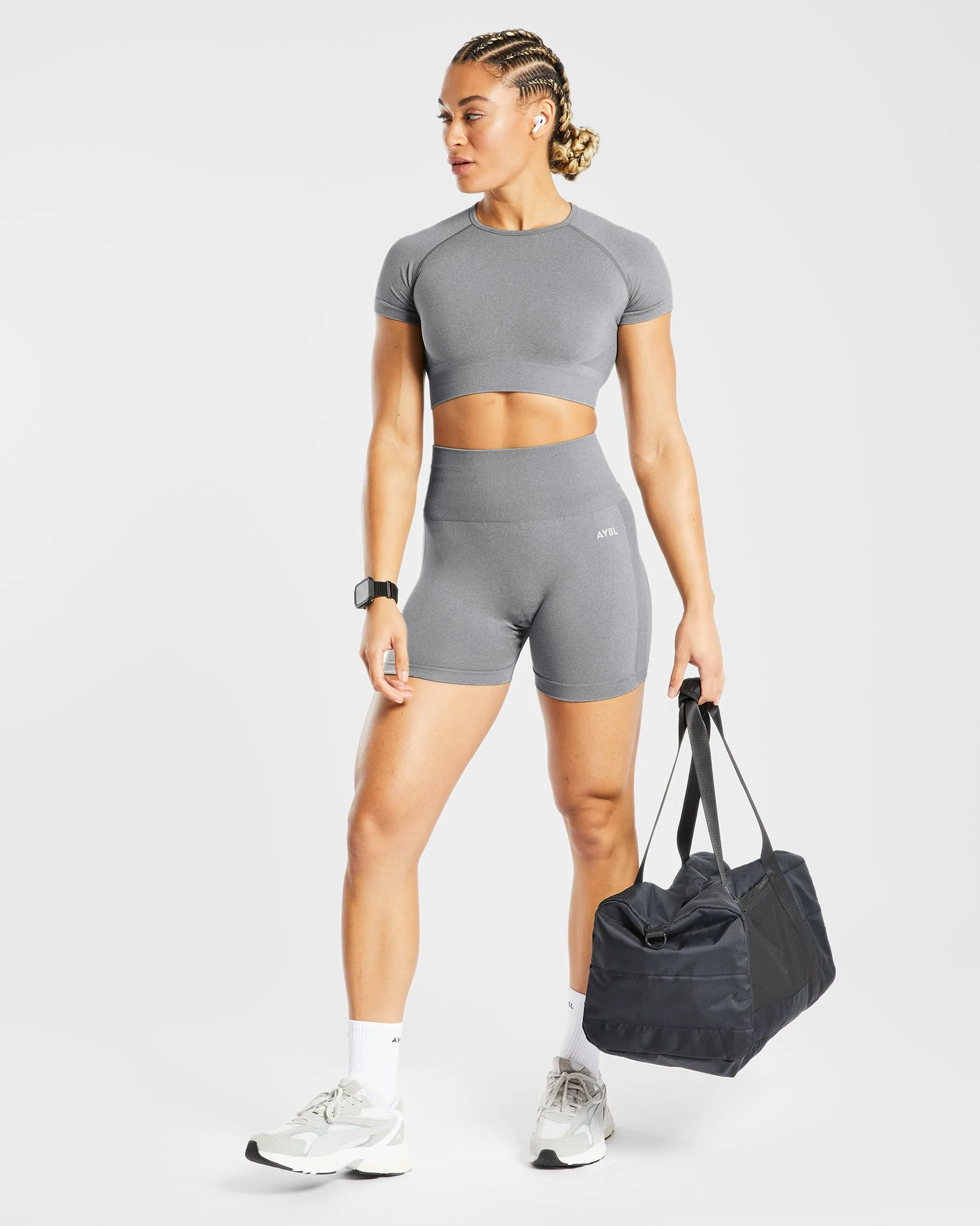 Empower Seamless Shorts - Grey Marl