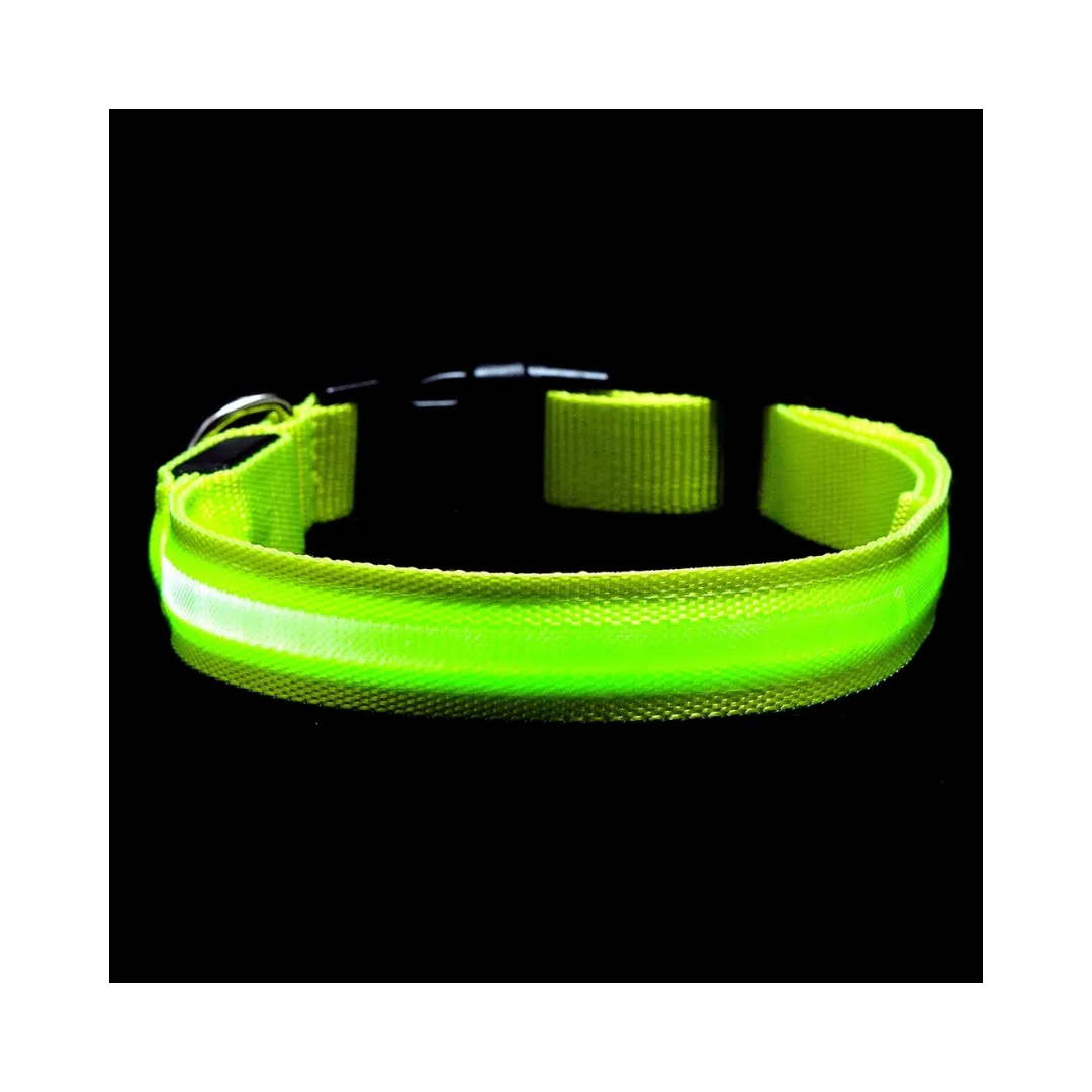 Furhaven LED Safety Light-Up Green Dog Collar