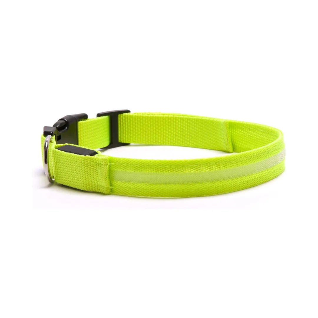 Furhaven LED Safety Light-Up Green Dog Collar