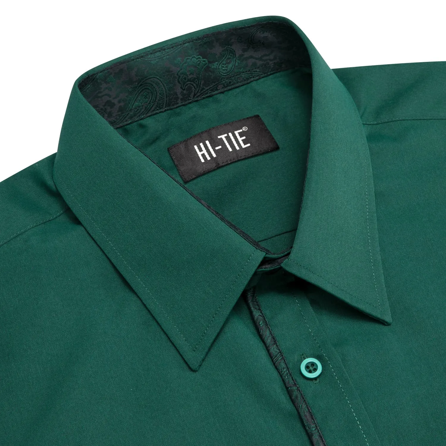 Hi-Tie Button Down Shirt Solid SeaGreen Shirt with Jacquard Collar