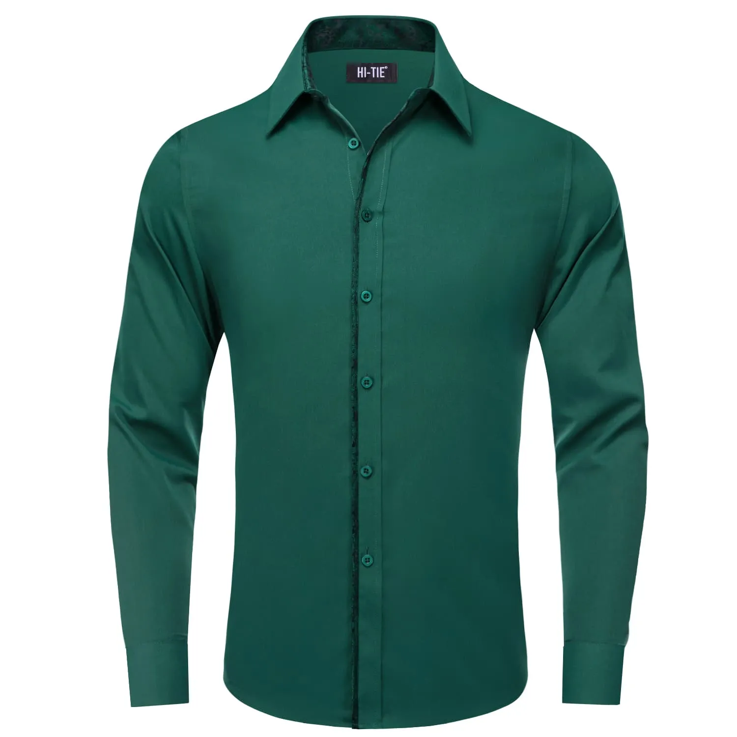 Hi-Tie Button Down Shirt Solid SeaGreen Shirt with Jacquard Collar