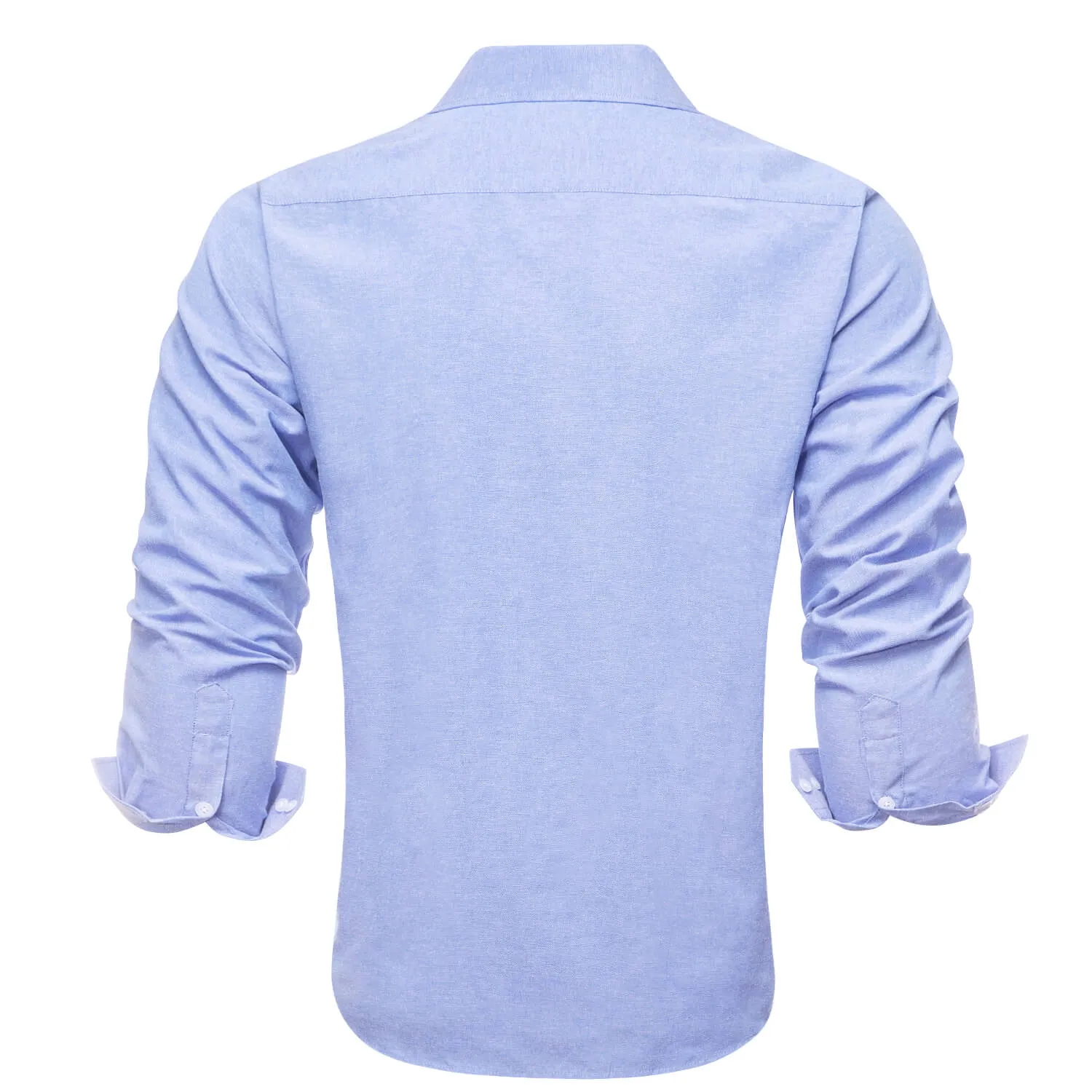 Hi-Tie Button Down Shirt Steel Blue Solid Silk Men's Shirt Business