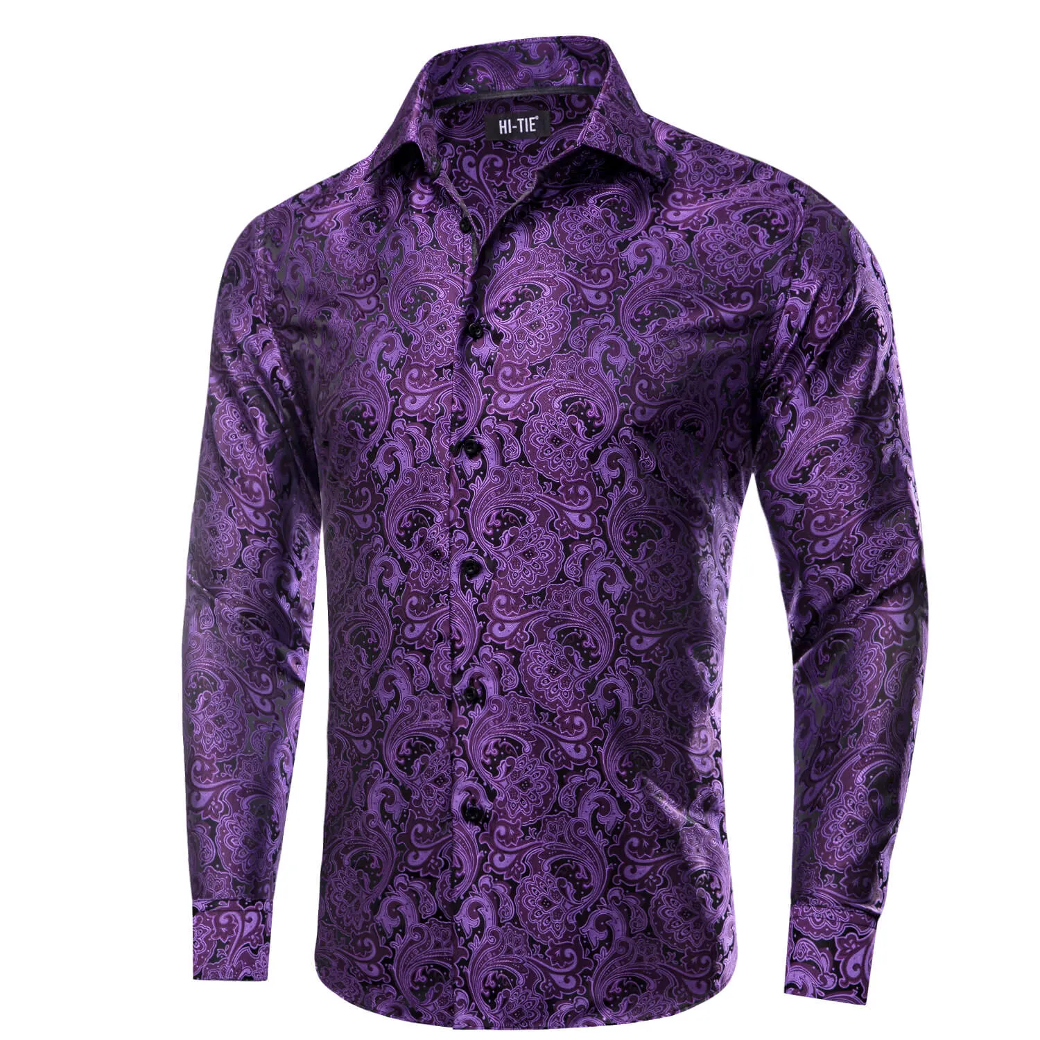 Hi-Tie Paisley Shirt Violet Purple Mens Button Down Shirt