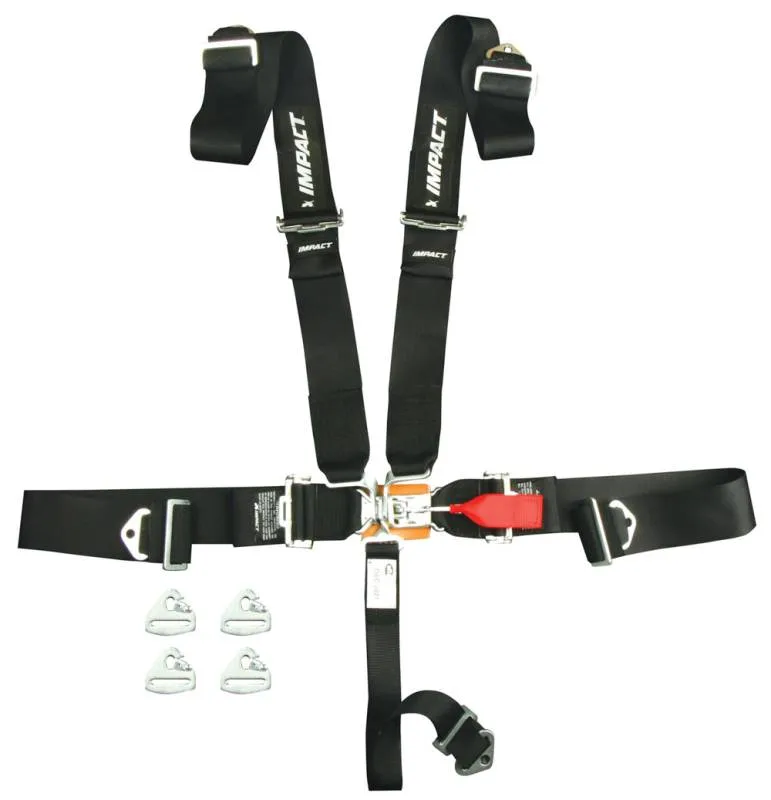 Impact Sportsman Series 5-Point Latch & Link Restraints - 3" - Pull Down Adjust - Snap-In - Black