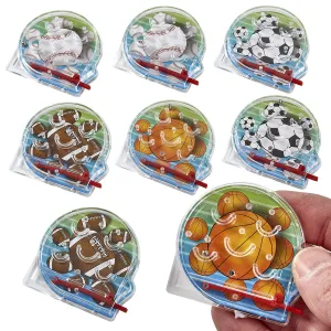 Kicko Mini Pinball Games - 2 Inch, Sports Themed - 8 Pack Assorted Colored Sports Balls