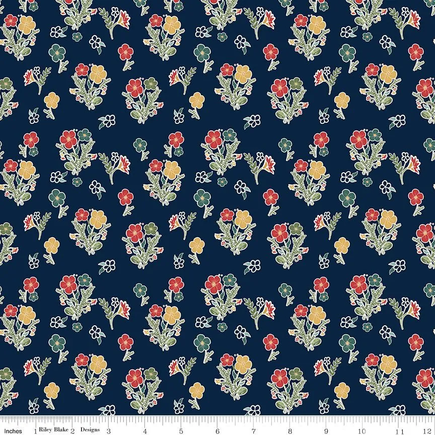 Love You S’more Floral Navy Cotton Yardage by Gracey Larson | Riley Blake Designs