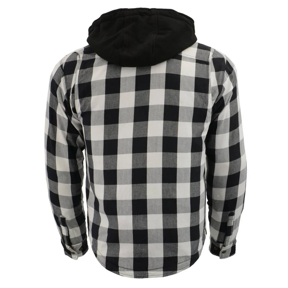 Milwaukee Leather MPM1629 Men's Plaid Hooded Flannel Biker Shirt with CE Approved Armor - Reinforced w/ Aramid Fibers