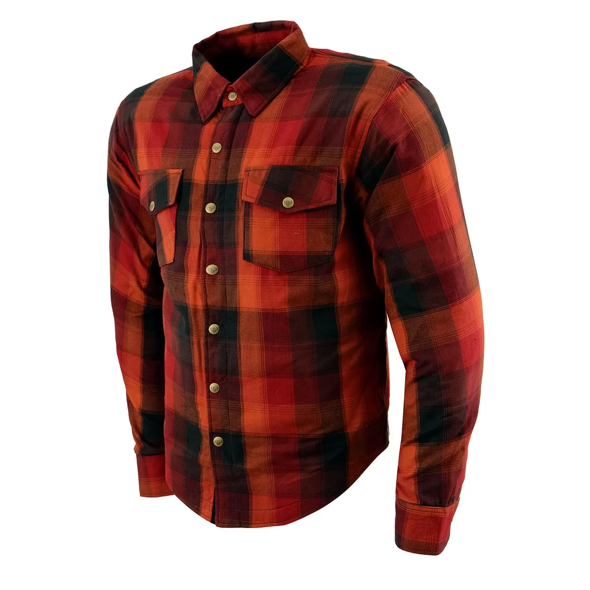 Milwaukee Leather MPM1641 Men's Plaid Flannel Biker Shirt with CE Approved Armor - Reinforced w/ Aramid Fiber