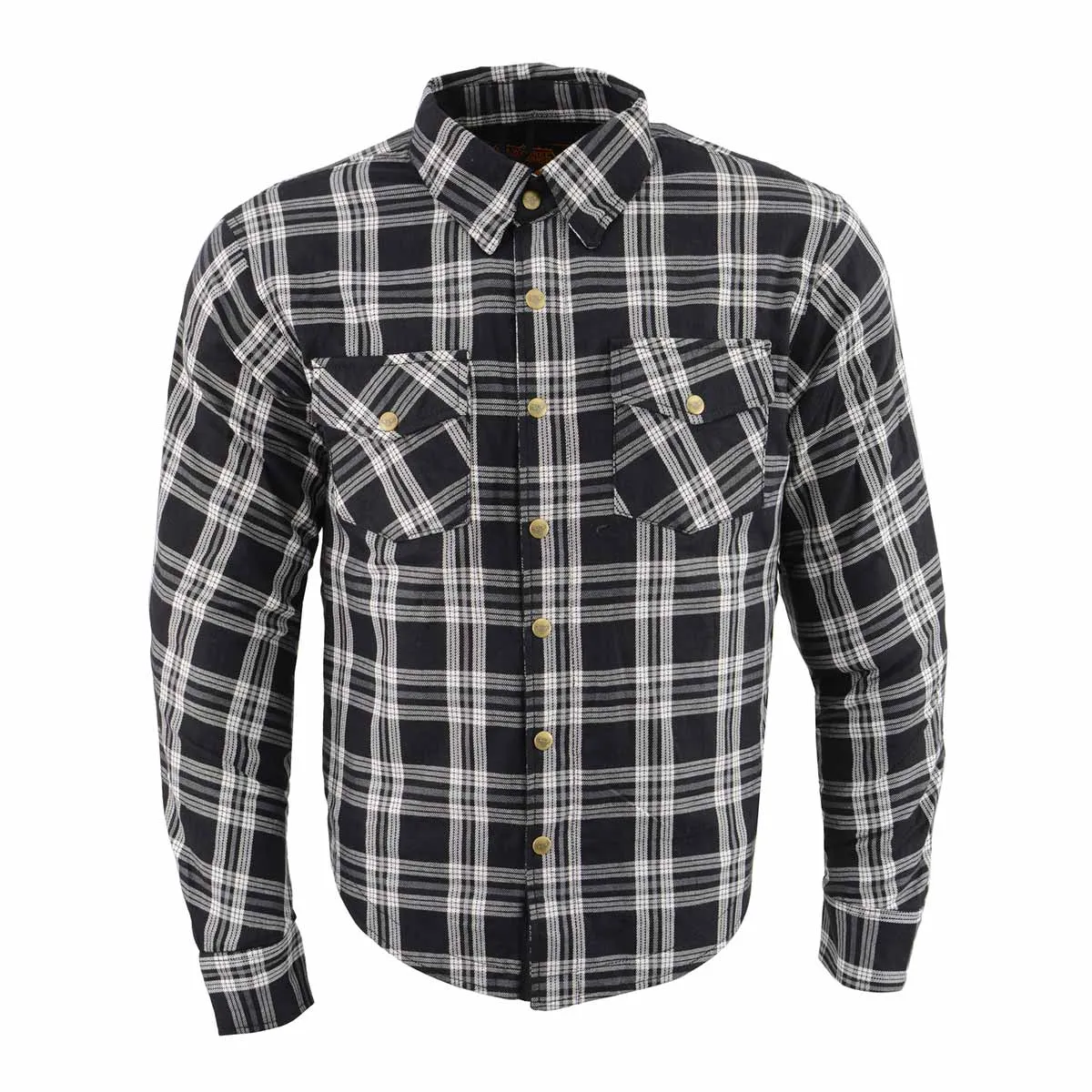 Milwaukee Leather MPM1646 Men's Plaid Flannel Biker Shirt with CE Approved Armor - Reinforced w/ Aramid Fiber