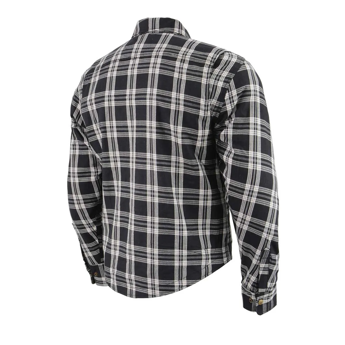 Milwaukee Leather MPM1646 Men's Plaid Flannel Biker Shirt with CE Approved Armor - Reinforced w/ Aramid Fiber