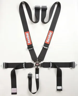 Racequip Harness, Sportsman, 5 Point, Camlock, SFI 16.1, Pull Down Adjust, Bolt-On / Wrap Around, Individual Harness, Black