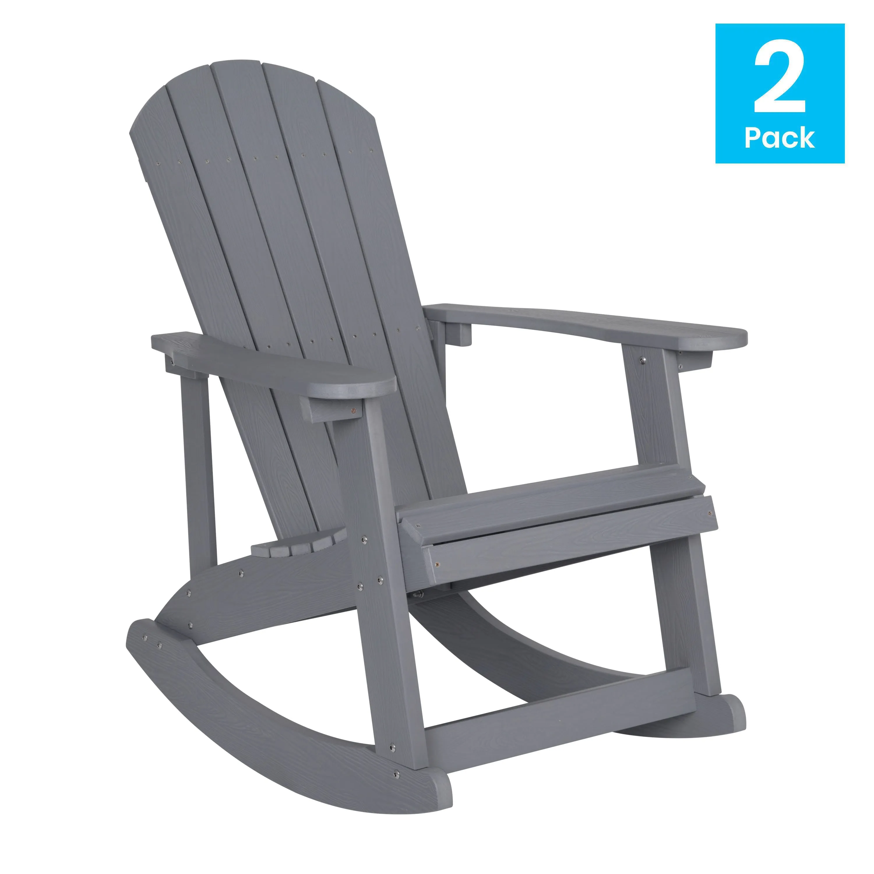 Savannah All-Weather Poly Resin Wood Adirondack Rocking Chair with Rust Resistant Stainless Steel Hardware - Set of 2