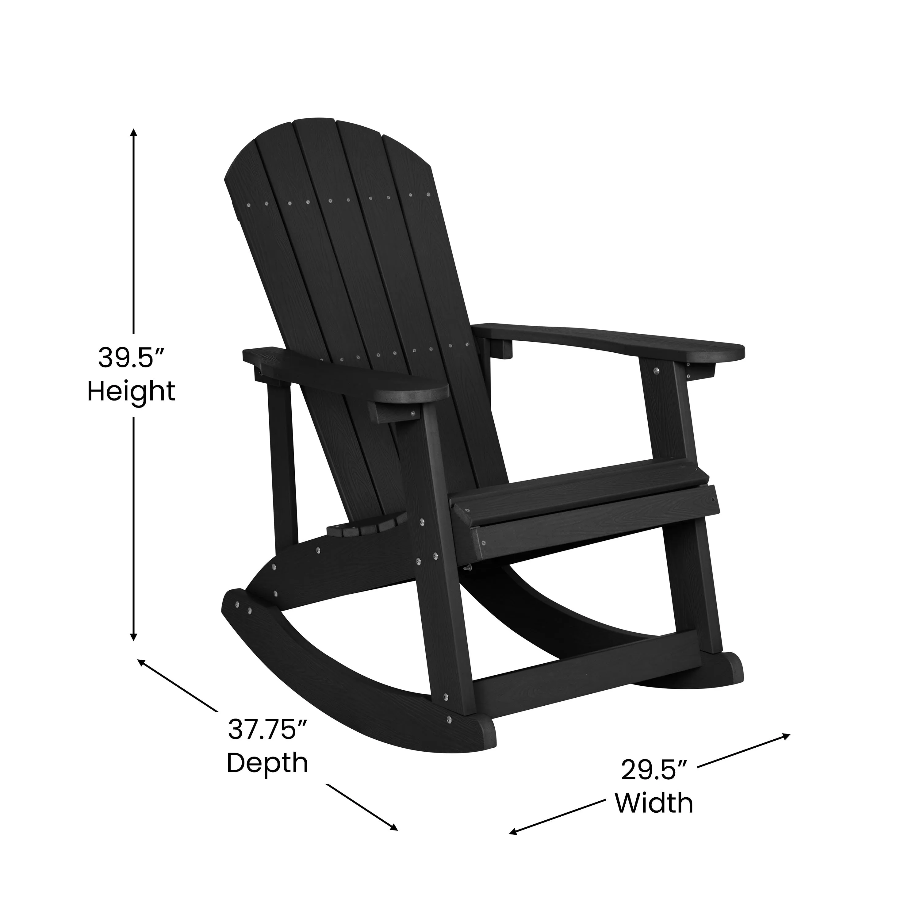 Savannah All-Weather Poly Resin Wood Adirondack Rocking Chair with Rust Resistant Stainless Steel Hardware - Set of 2