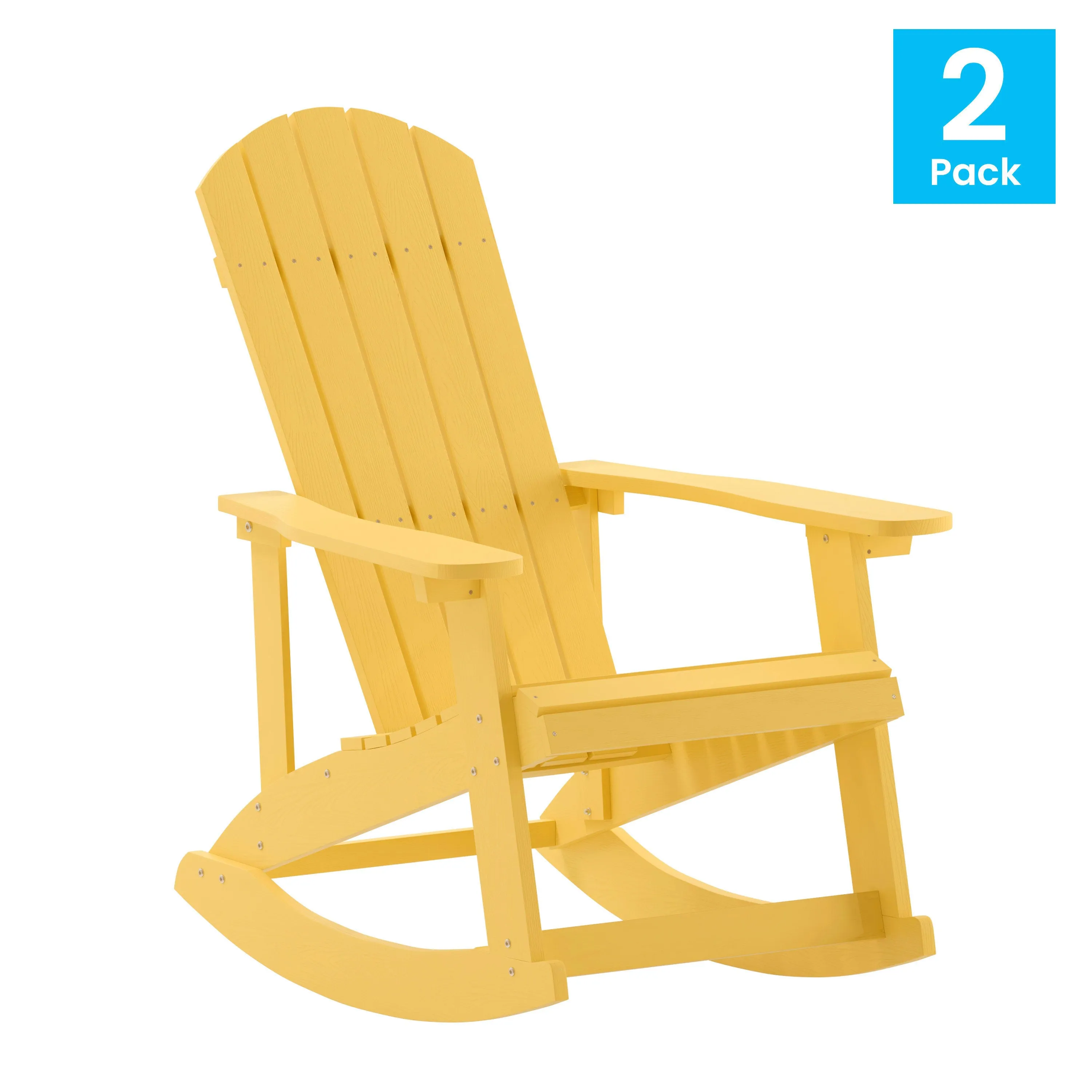 Savannah All-Weather Poly Resin Wood Adirondack Rocking Chair with Rust Resistant Stainless Steel Hardware - Set of 2