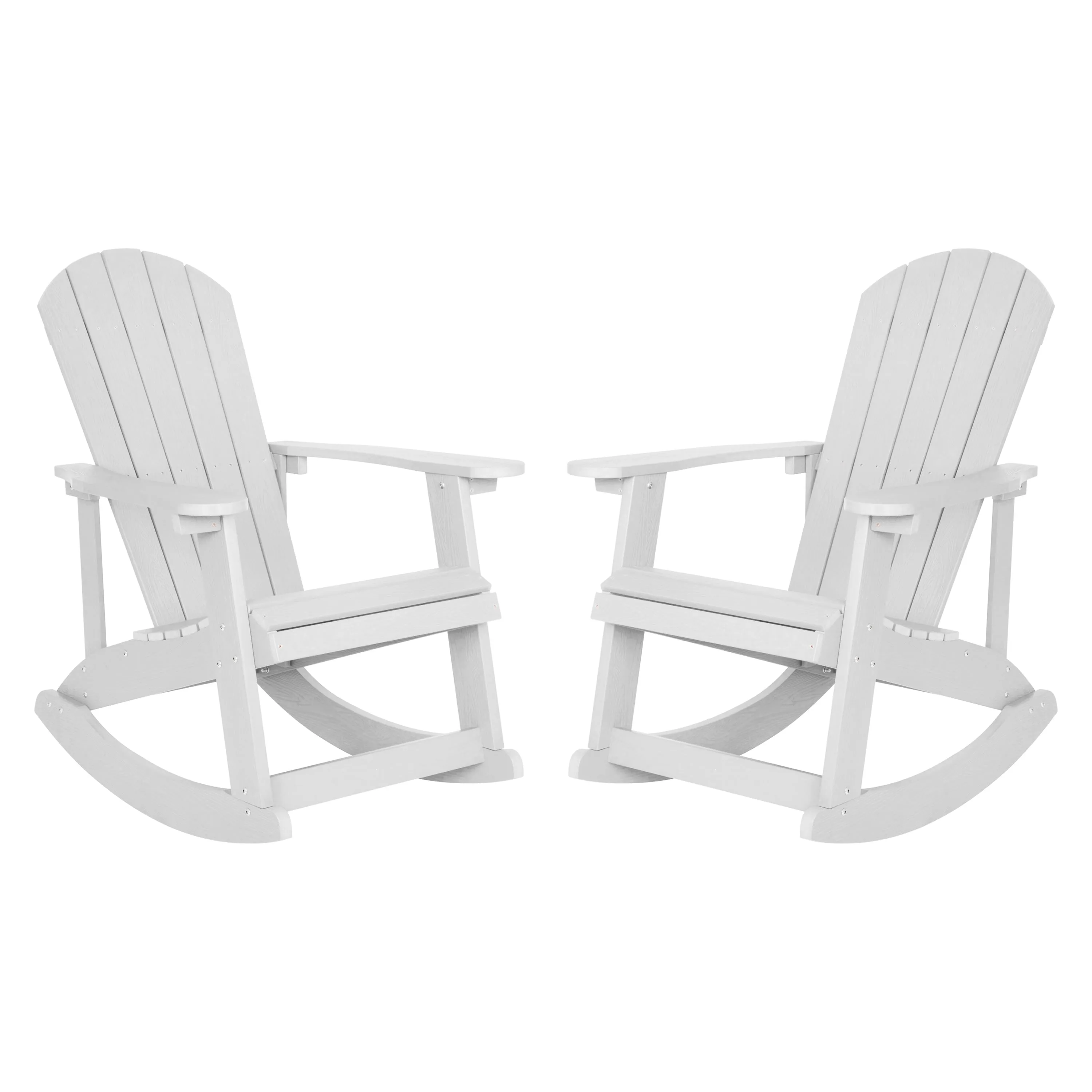 Savannah All-Weather Poly Resin Wood Adirondack Rocking Chair with Rust Resistant Stainless Steel Hardware - Set of 2