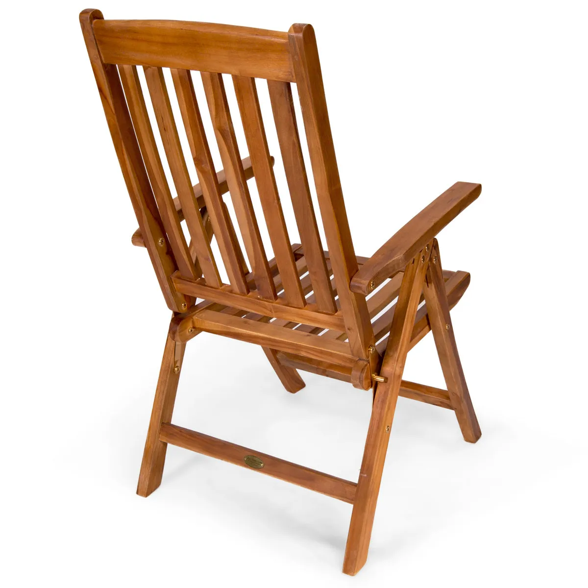 Teak 5-Position Folding Arm Chair - W24'' - D26'' - H42'' - Ships Free Fully Assembled Ready for Immediate Use.