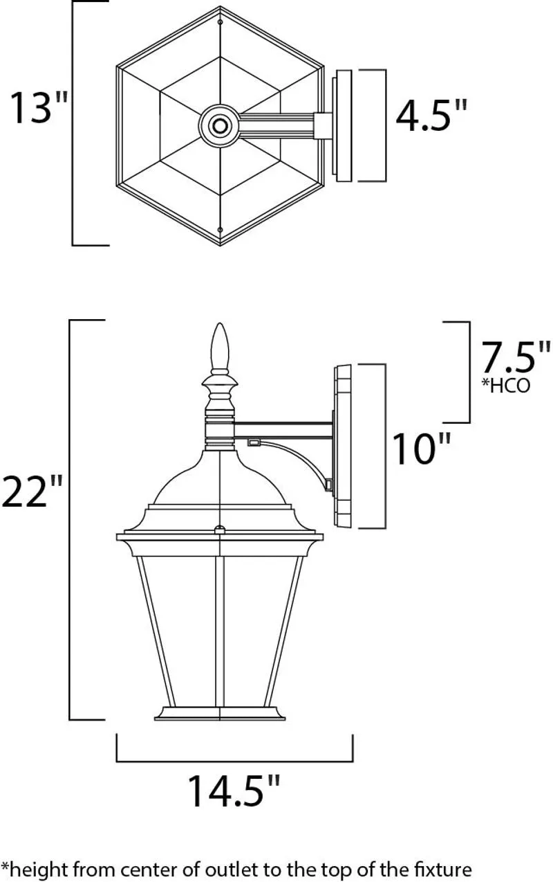 Westlake 22" 3 Light Outdoor Wall Mount in Black