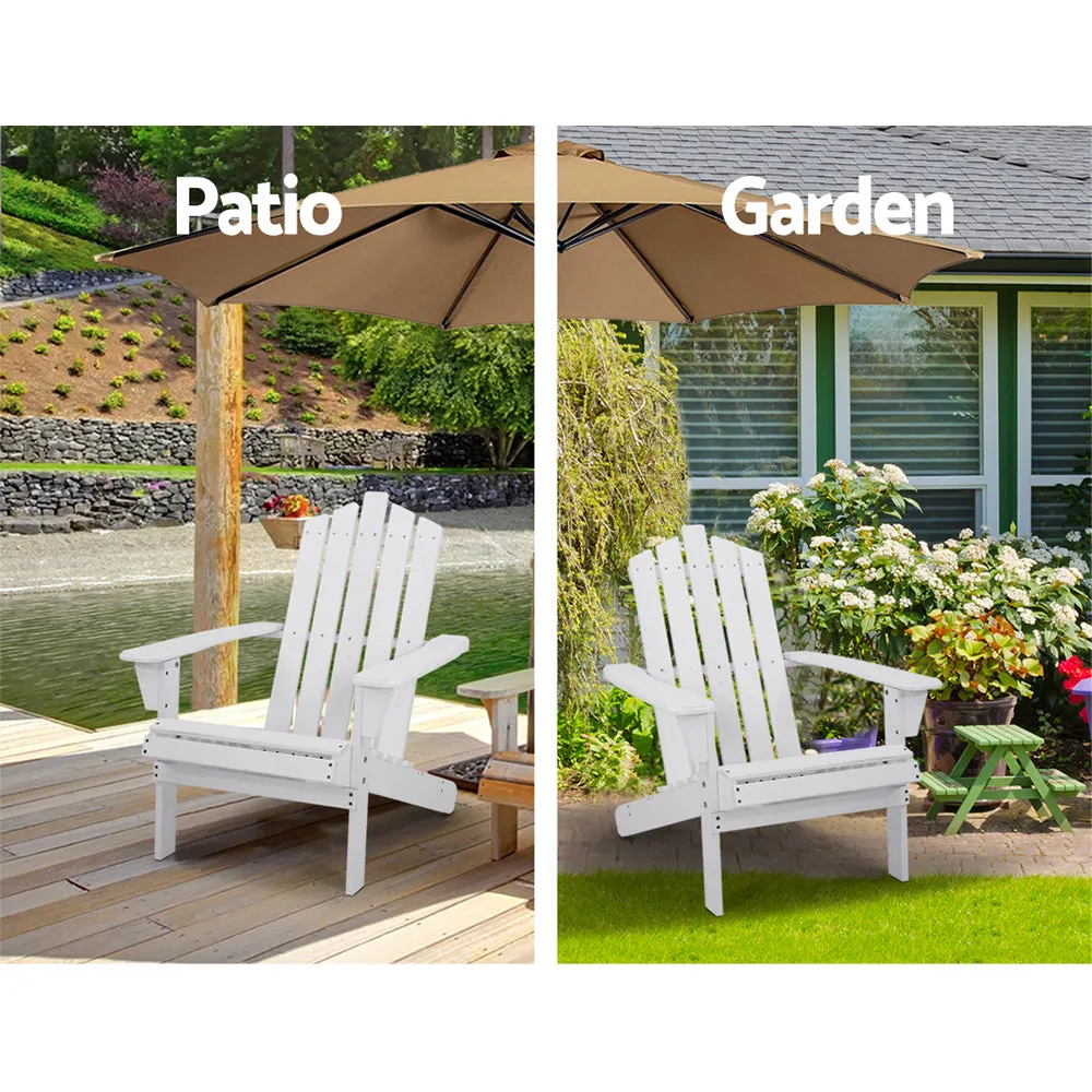 Wooden Adirondack Patio Chairs/ Lounger with Table - White