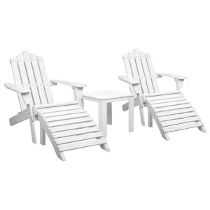 Wooden Adirondack Patio Chairs/ Lounger with Table - White